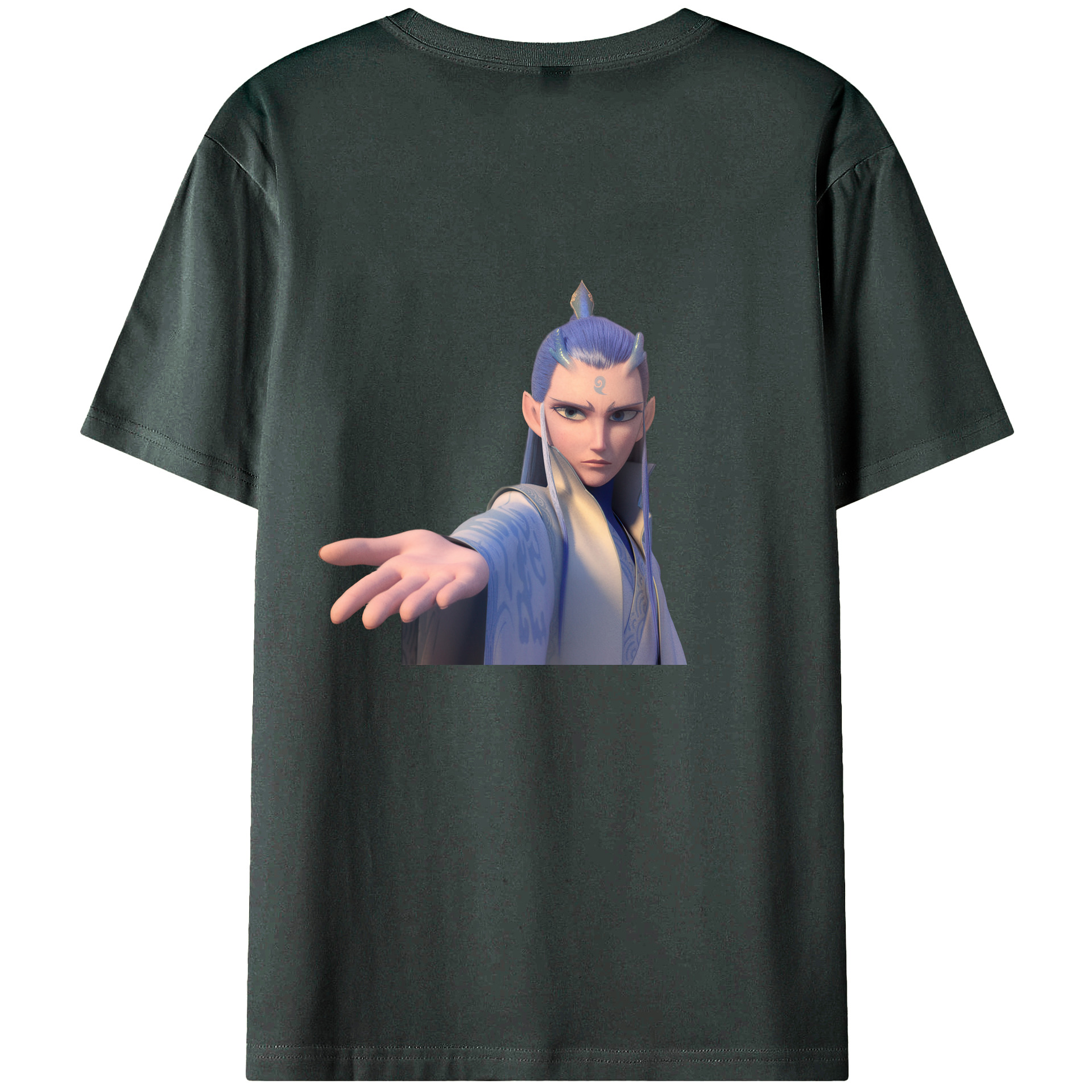 （画像用） Ne Zha 2 ナタ 魔童の大暴れ 綿100％ メンズ半袖Tシャツ（バックプリント） 通気性